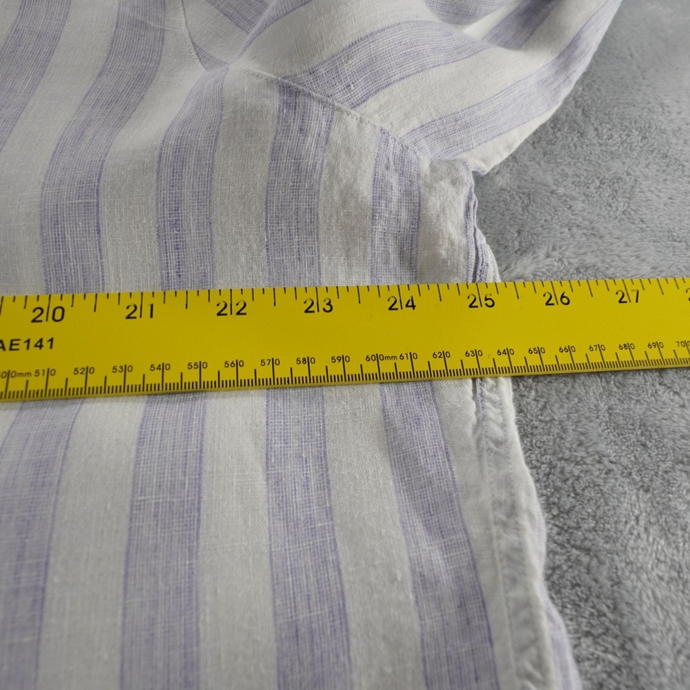 Frank & Eileen Button Down Shirt Eileen Linen XL Blue Stripe Italy Classic Coast - Picture 8 of 16
